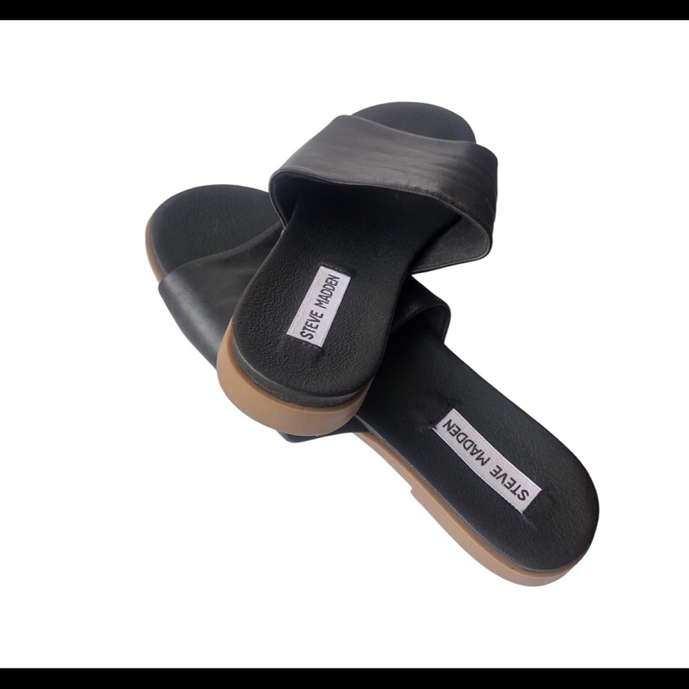 Steve Madden Black Slides